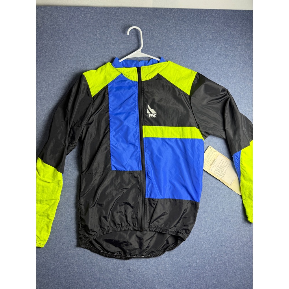 Vintage Serac Sportswear Cycle Shell Jacket Neon Blue Black Mens Medium 8364 USA